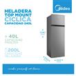 HELADERA MIDEA MDRT333FGE50A CICLICA 240 LTS TOP MOUNT 159 X 55 CM PLATA