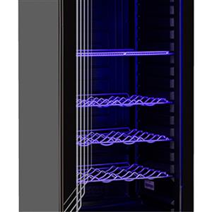EXHIBIDORA BRIKET MASTER 4300 417 LTS FULL GLASS NEGRA LED AZUL 

