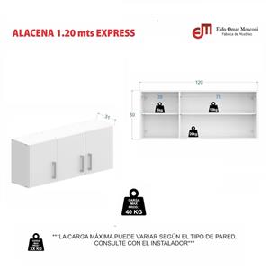 ALACENA MUEBLE DE COCINA 10184 MOSCONI EXPRESS 120 CM MELAMINA COLOR BLANCO FRENTE CARVALHO MEZZO