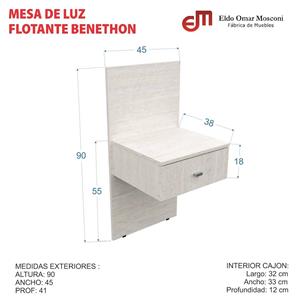 MESA DE LUZ MOSCONI FLOTANTE CON PANEL MESITA DORMITORIO MELAMINA 56665 COLOR WENGUE
