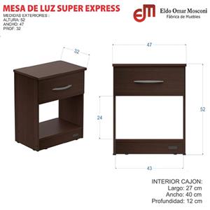 MESA DE LUZ 1 CAJÓN BLANCA MOSCONI SUPER EXPRESS JUVENIL 56152 COLOR BLANCO