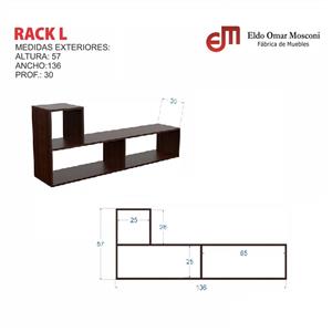 MUEBLE RACK TV LED MOSCONI MÓDULO L COMBINABLE LIVING 81013 COLOR WENGUE
