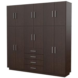 PLACARD MOSCONI ROPERO 12 PUERTAS 4 CAJONES CON BAULERA DAKAR 56587 COLOR WENGUE