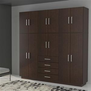 PLACARD MOSCONI ROPERO 12 PUERTAS 4 CAJONES CON BAULERA DAKAR 56587 COLOR WENGUE