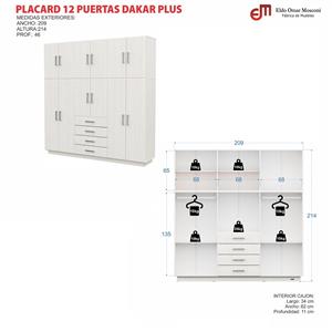 PLACARD MOSCONI ROPERO 12 PUERTAS 4 CAJONES CON BAULERA DAKAR 56595 COLOR VENEZIA
