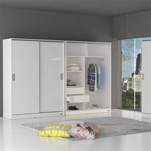 PLACARD MOSCONI 2 PUERTAS CORREDIZAS DAKAR 140 CM GUÍA METÁLICA 56410 COLOR BLANCO
