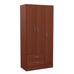 ROPERO PLACARD 3 PUERTAS MOSCONI EXPRESS 2 CAJONES 55982 COLOR CAOBA

