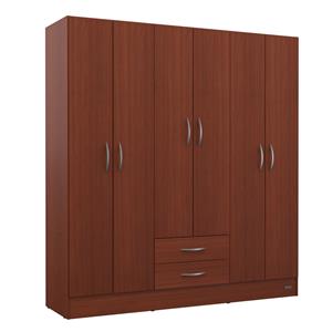 ROPERO PLACARD 6 PUERTAS MOSCONI EXPRESS 2 CAJONES 55985 COLOR CAOBA