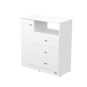 CÓMODA MOSCONI 1 PUERTA 3 CAJONES ESTANTE DAKAR ZERO MELAMINA 56853 COLOR BLANCO
