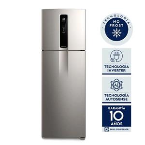 HELADERA ELECTROLUX IF43S 390 LTS NO FROST INVERTER TOP FREEZER PLATA
