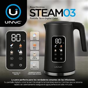 PAVA ELECTRICA UNNIC KETTLE03 1.7 LTS SELECTOR TEMPERATURA TACTIL LED NEGRO
