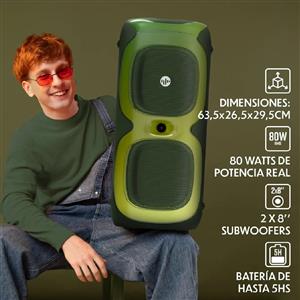 PARLANTE STROMBERG VIBE GREEN 80 W MICROFONO LUCES BLUETOOTH VERDE