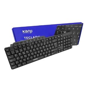 TECLADO KANJI KJ-TECMULT001 CON CABLE USB COMPACTO NEGRO