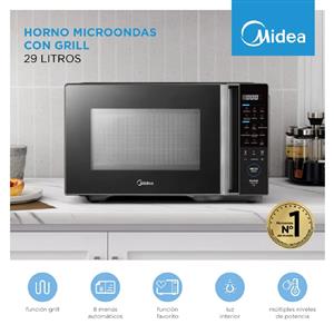 MICROONDAS MIDEA MW-EG128GAR1 DIGITAL 29 LITROS CON GRILL PLATA