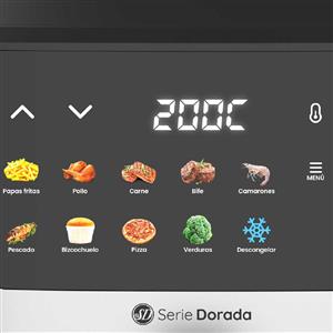 FREIDORA DE AIRE SERIE DORADA SDAF-7500 DIGITAL 7.5 LTS 1700 WTS 10 PROG NEGRO ACERO INOX