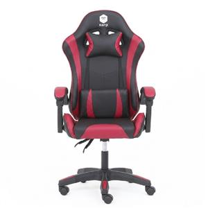 SILLON GAMER KANJI KJ-395T-BR ERGONOMICO RECLINABLE 135 GRADOS NEGRO Y ROJO