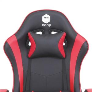 SILLON GAMER KANJI KJ-395T-BR ERGONOMICO RECLINABLE 135 GRADOS NEGRO Y ROJO