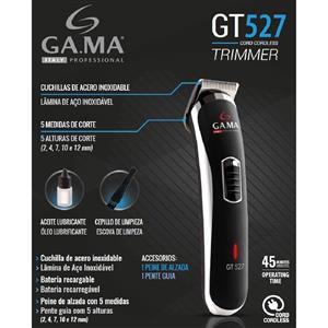 TRIMMER GA-MA GT-527 INALÁMBRICA 5 MEDIDAS DE CORTE NEGRO