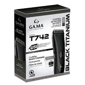 CORTADORA DE PELO GA-MA T-742 TITANIUM INALÁMBRICA BATERÍA NEGRA