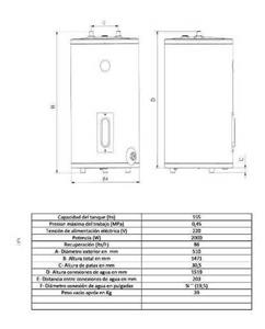 TERMOTANQUE RHEEM 155 ELECTRICO/PIE CARGA SUPERIOR ALTA EFIC.